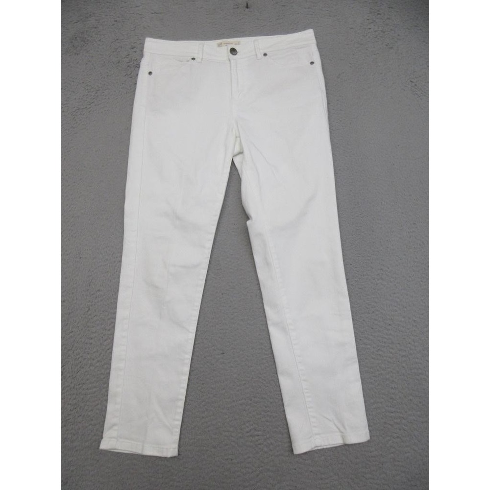 J Jill Authentic Fit‎ Slim Ankle Jeans Womens 8 White Stretch Denim Coastal Chic